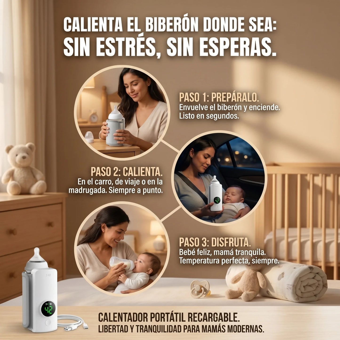 BabyWarm Go Pro™ | Calienta tu tetero donde sea sin problema 🔥40% OFF🔥