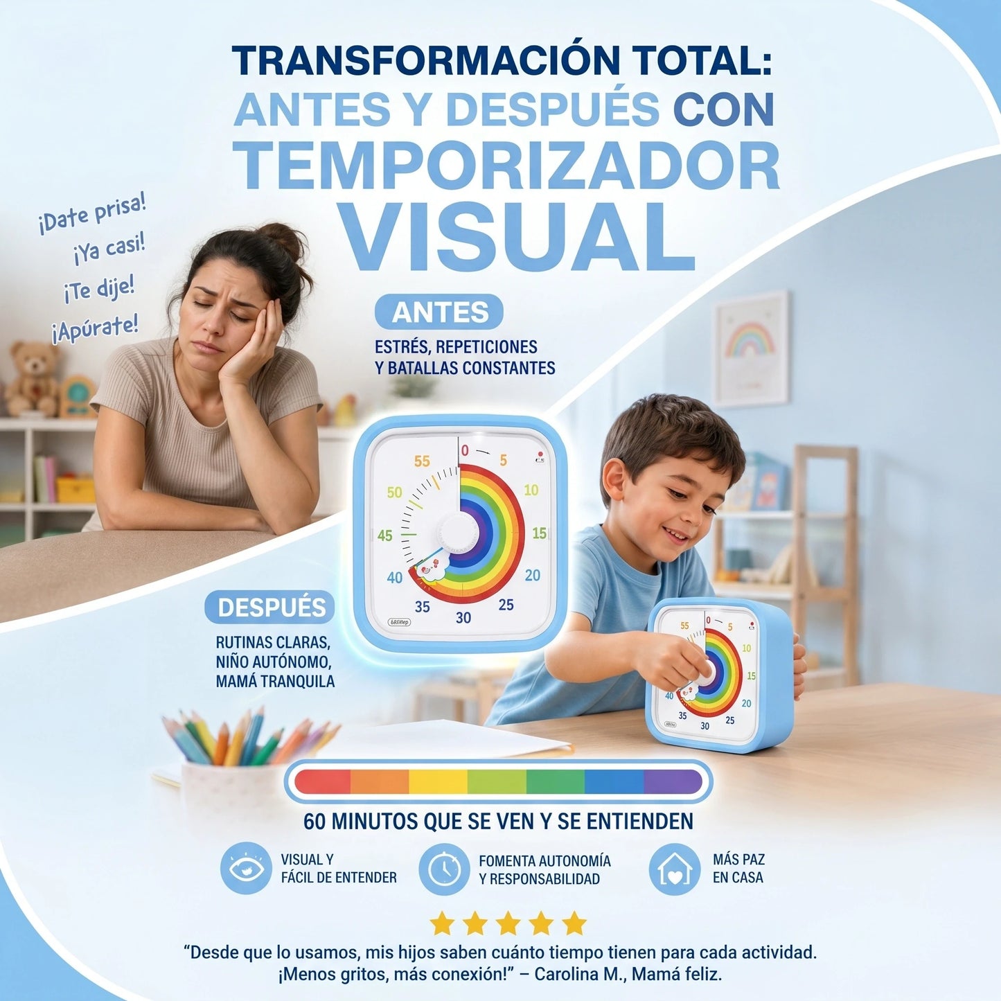 FocusTime Kids™ | Cronómetro Visual de 60 Minutos para Niños